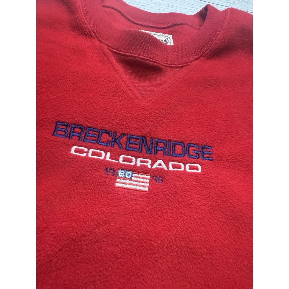 Woolrich Vintage 90's Red Embroidered‎ Breckenridge Unisex Crewneck Sz  L Flag